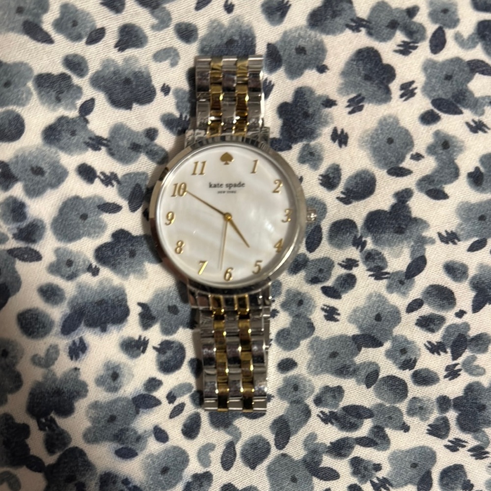 Kate Spade Gold and Silver Watch with Mother of Pearl Face